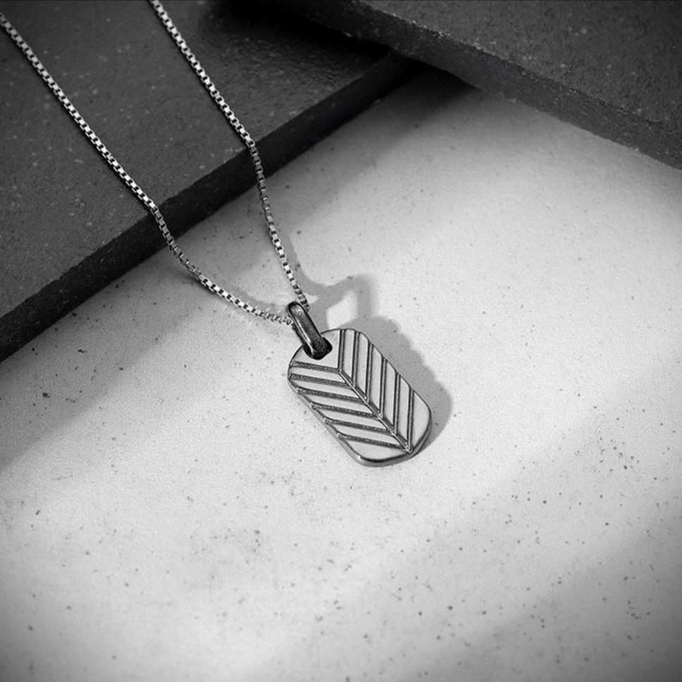 Midnight Chevron Pendant in Black Rhodium