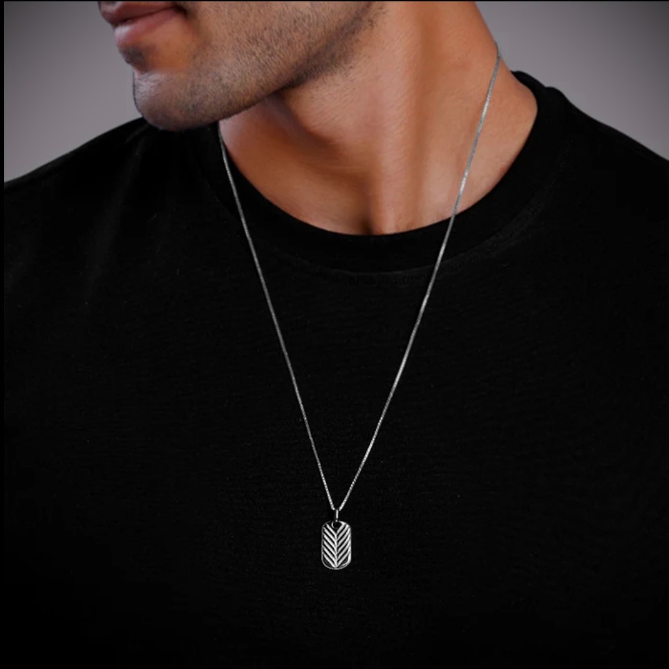 Midnight Chevron Pendant in Black Rhodium