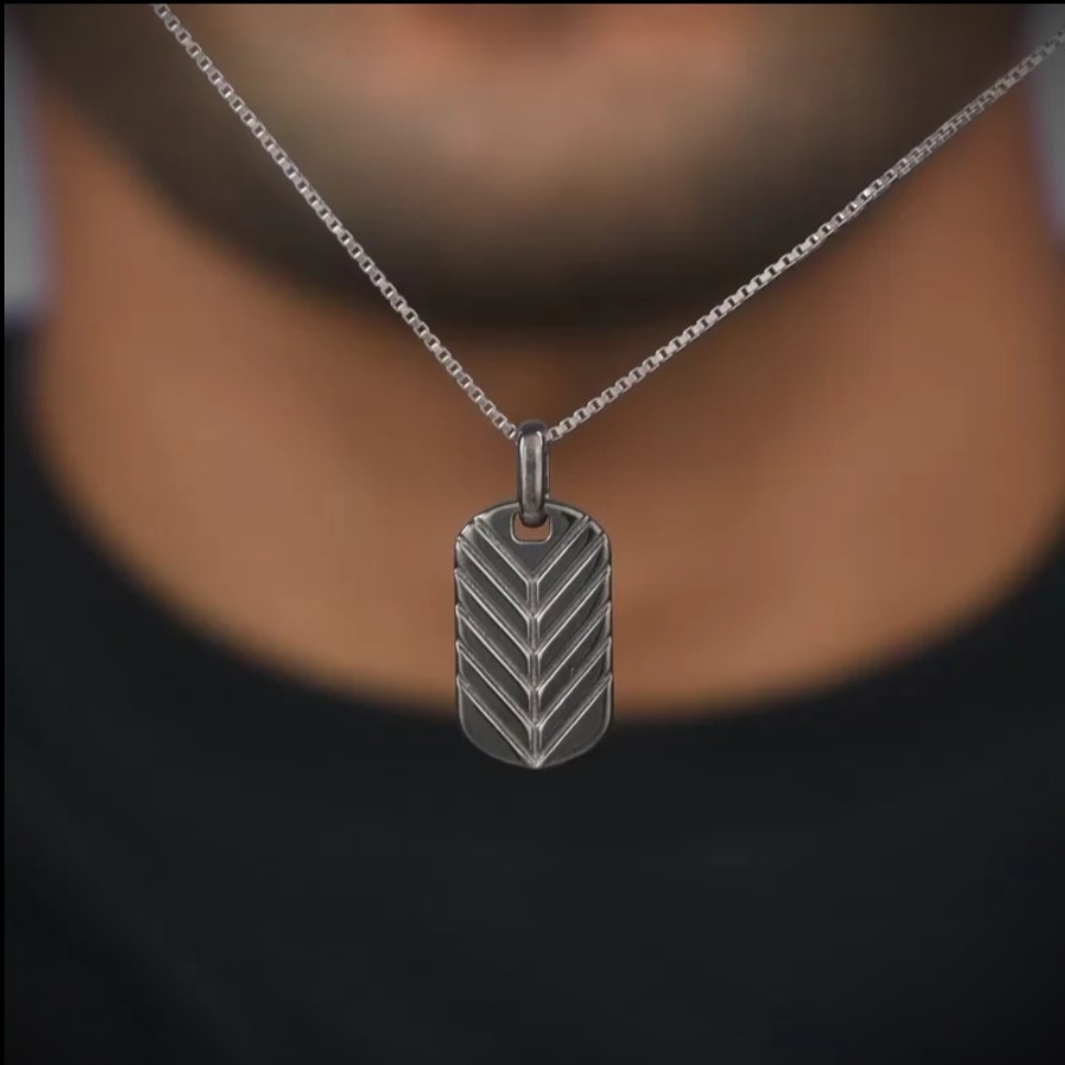 Midnight Chevron Pendant in Black Rhodium