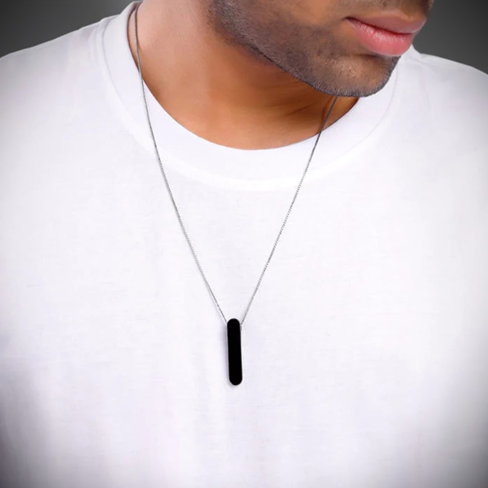 Black Rhodium Dog Tag Pendant – For Him