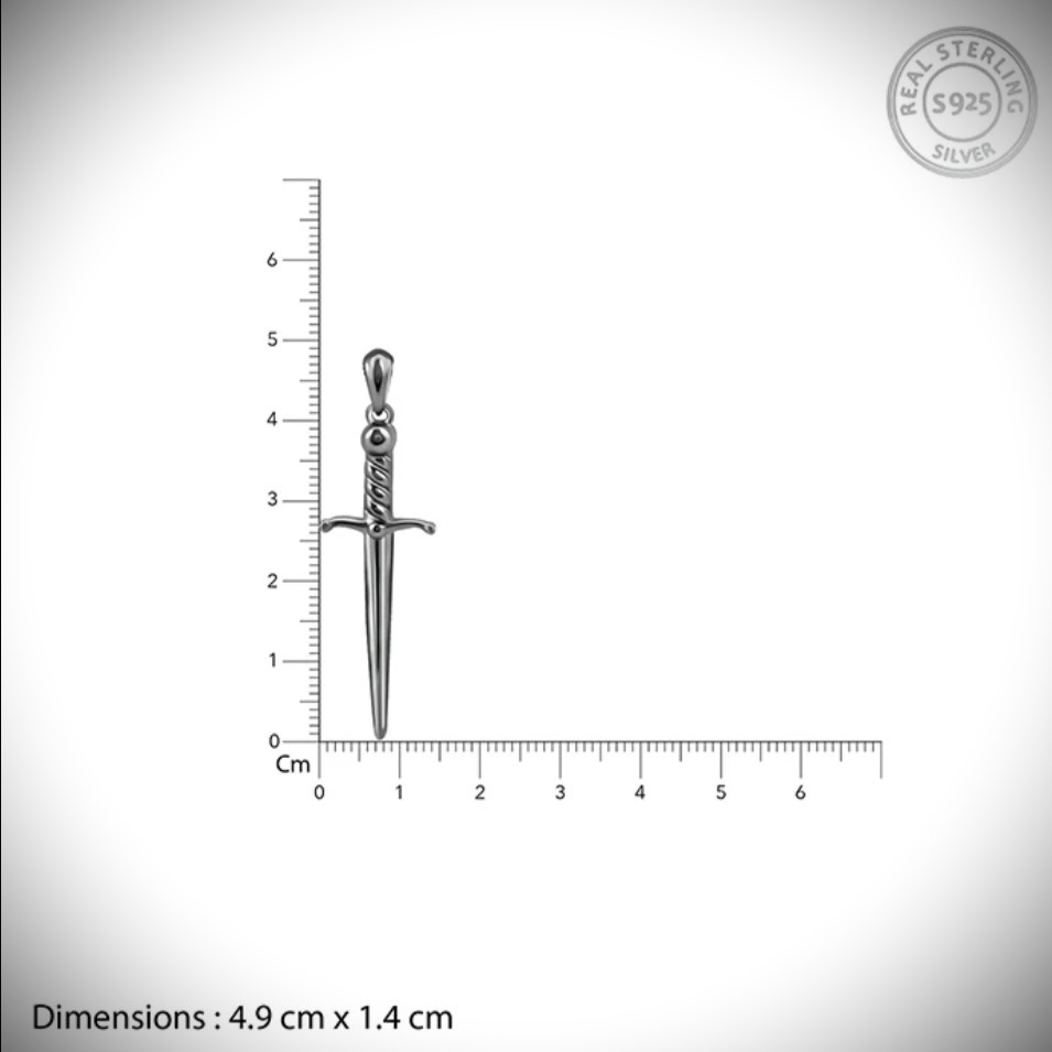 Black Rhodium Sword Pendant – Pure Silver Chain for Men