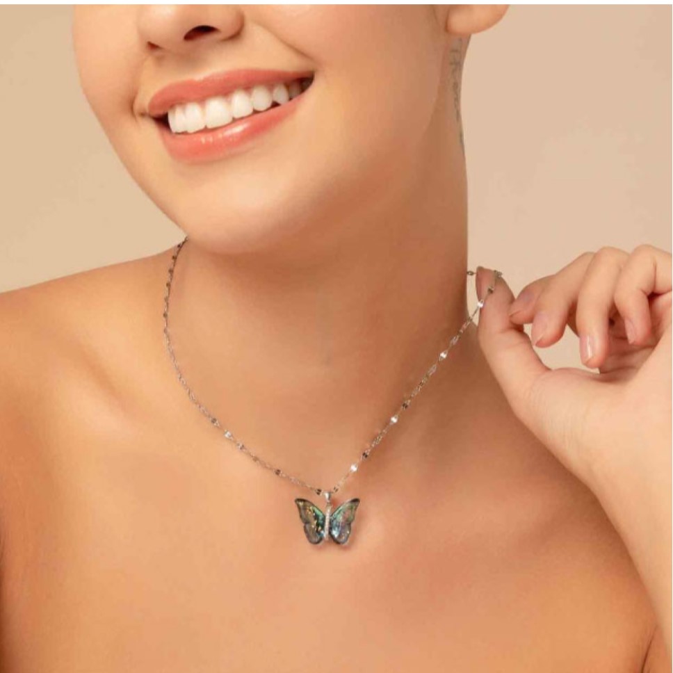 Blue Butterfly Pendant Necklace