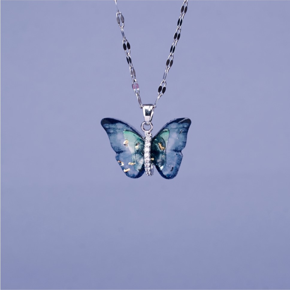 Blue Butterfly Pendant Necklace