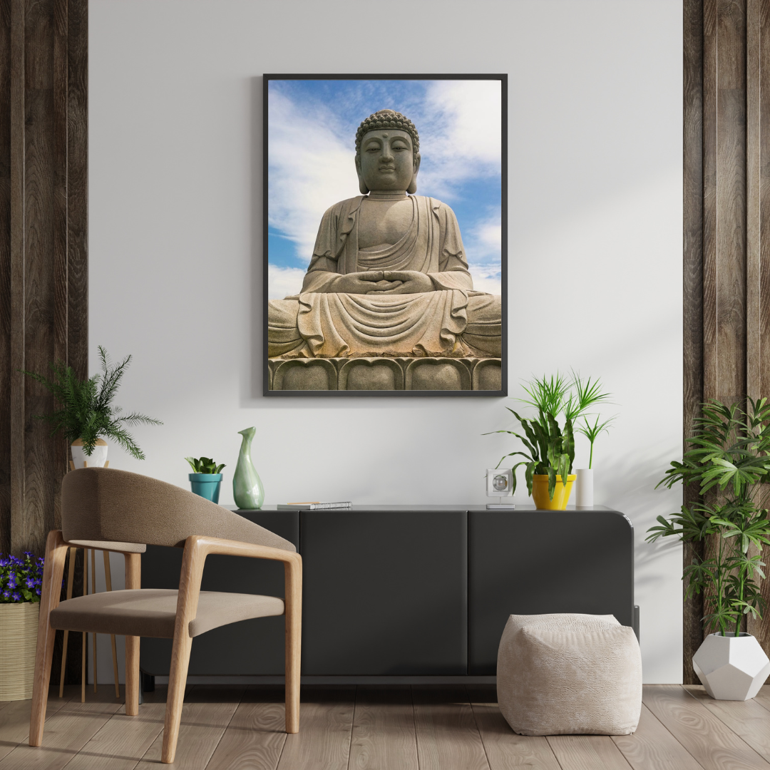 Lord Buddha Black Photo Frame (24x36 Inches) for Home, Office, and Hotel Décor