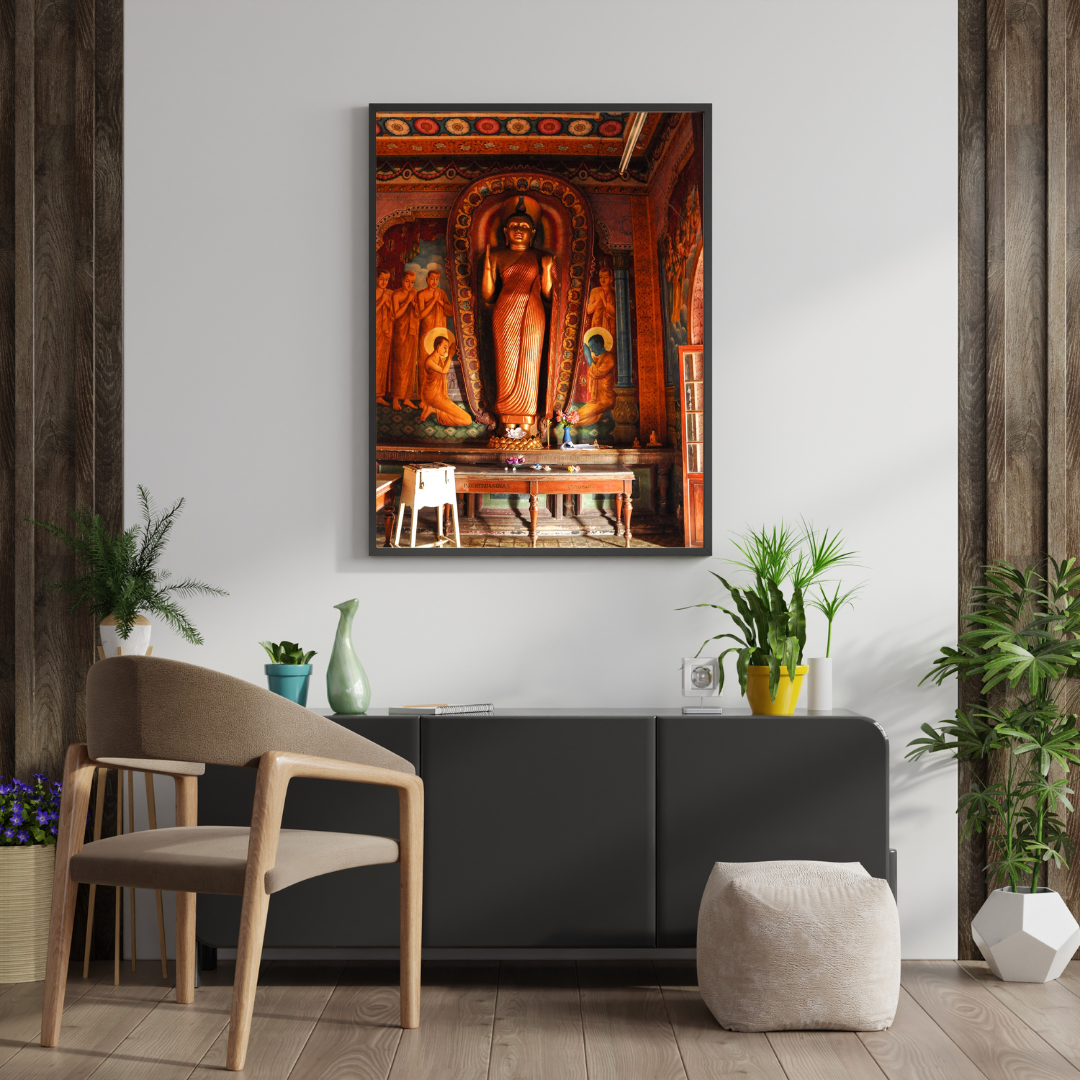  Lord Buddha Black Frame (24x36 Inches) with Elegant Design