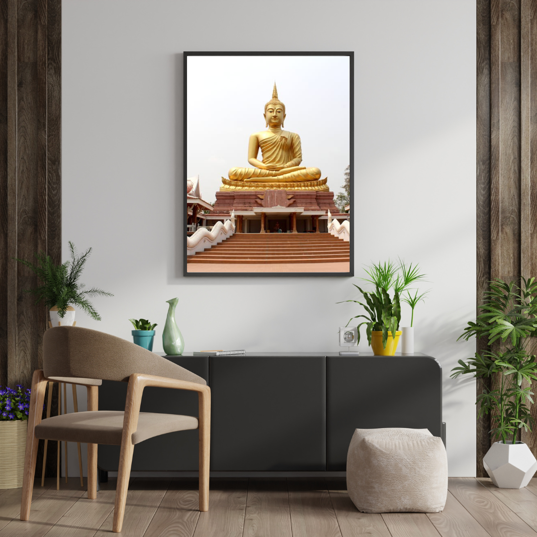  Lord Buddha Black Photo Frame (24x36 Inches) - Spiritual Home Décor