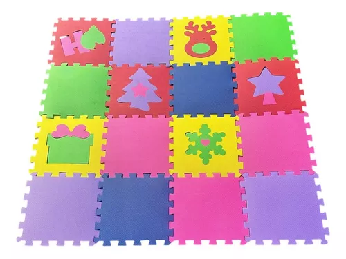 TAPETE ESPESOR 12 MM DE 30X30 CM CON 16 PZS NAVIDEÑO