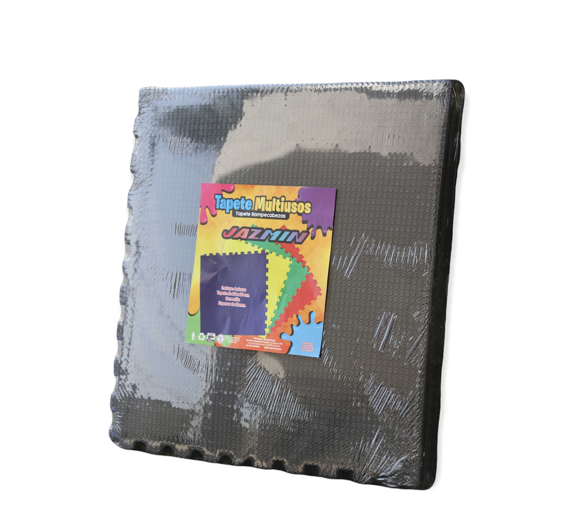 TAPETE ESPESOR 12 MM DE 60X60 CM CON 4 PZS NEGRO