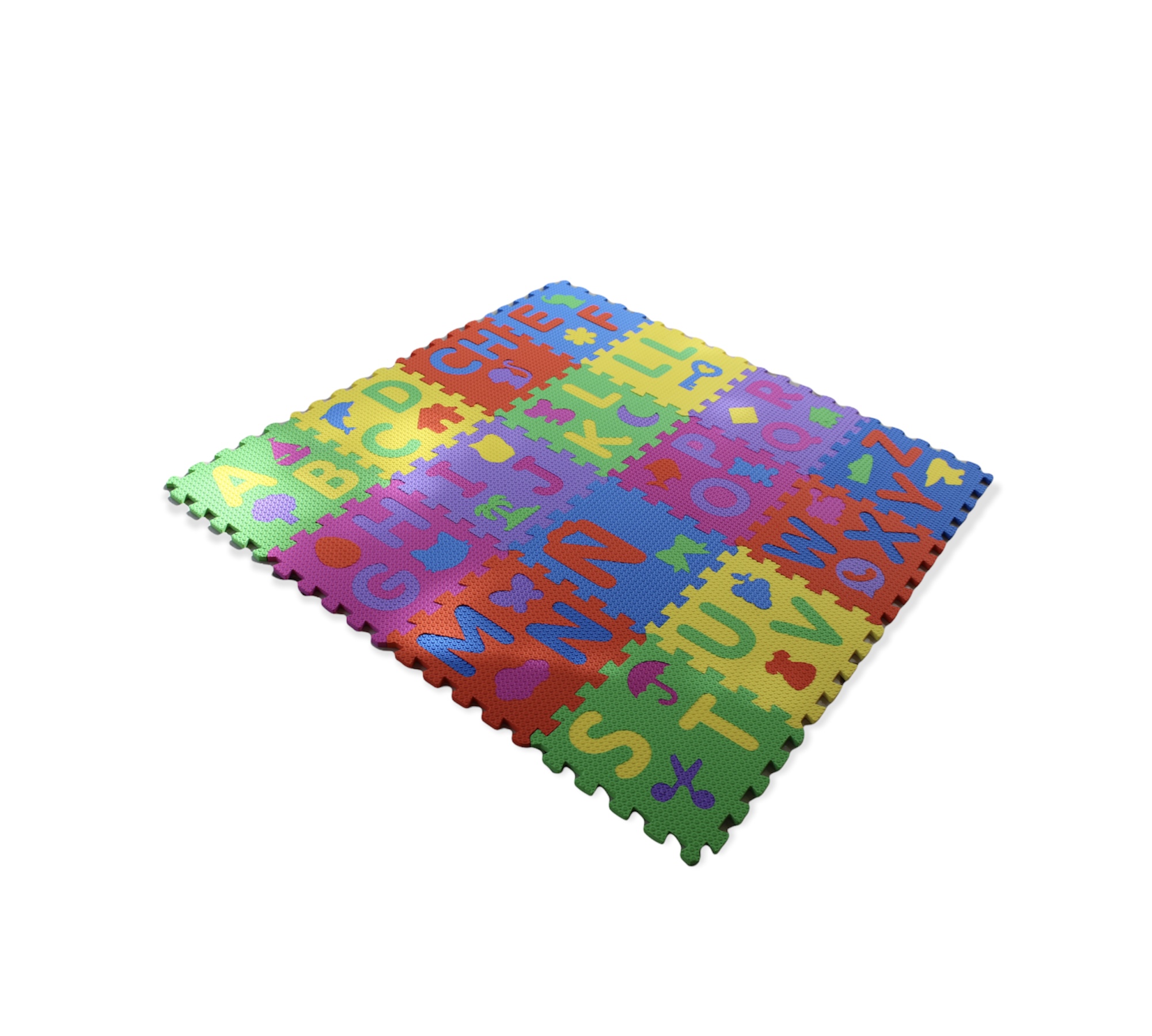 TAPETE ESPESOR 8 MM DE 30X30 CM ABECEDARIO CON 16 PZS MULTICOLOR