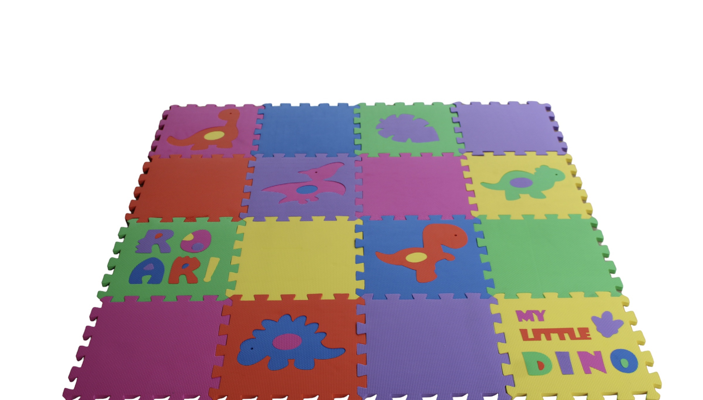 TAPETE ESPESOR 8 MM DE 30X30 CM DINOSAURIOS CON 16 PZS MULTICOLOR