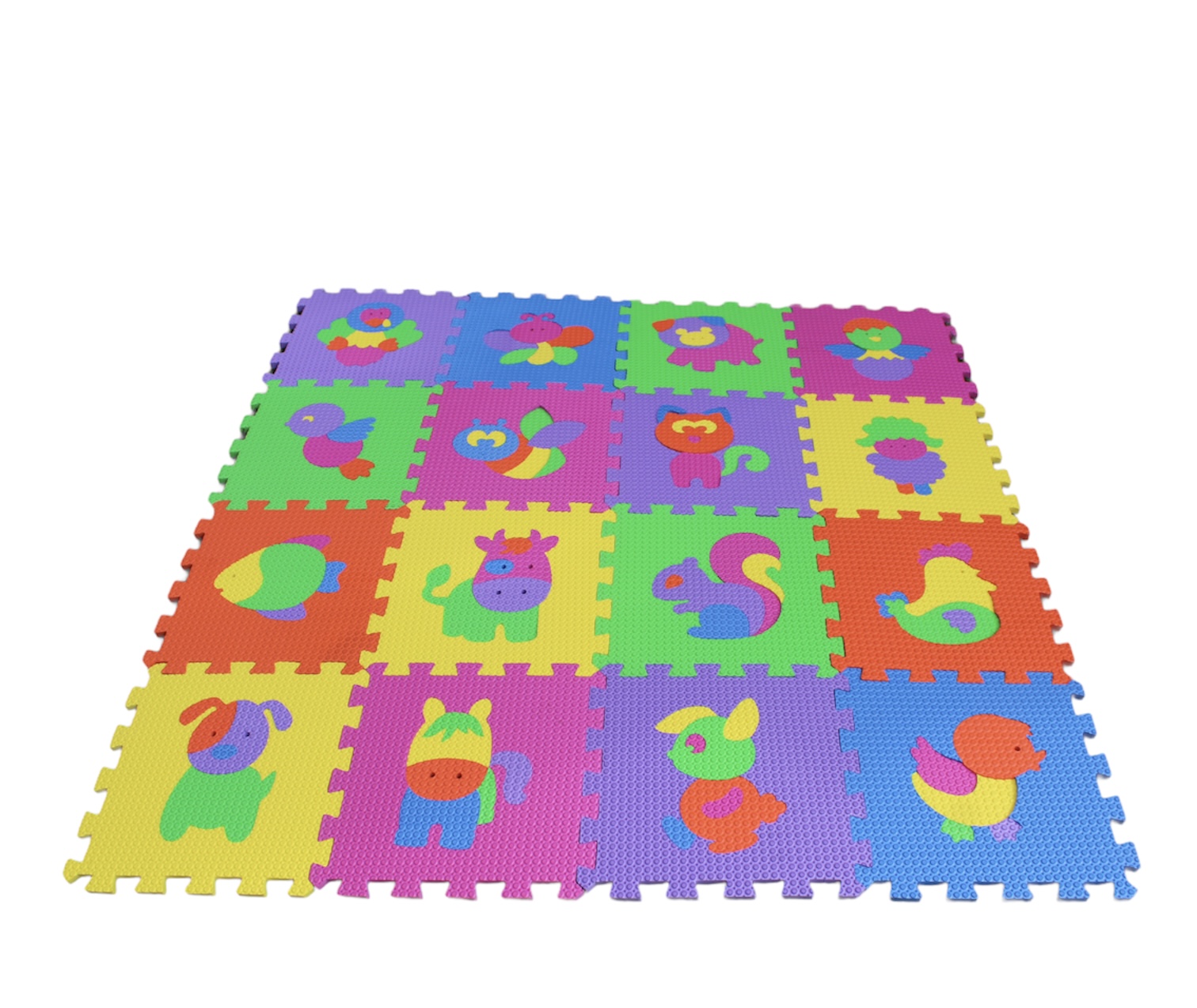 TAPETE ESPESOR 8 MM DE 30X30 CM ANIMALES CON 16 PZS MULTICOLOR