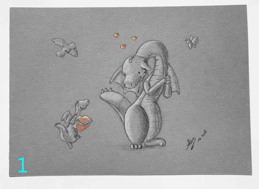 Dessin sur papier gris série dragon