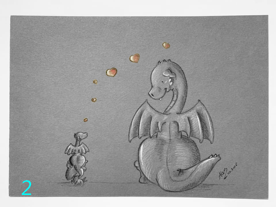 Dessin sur papier gris série dragon