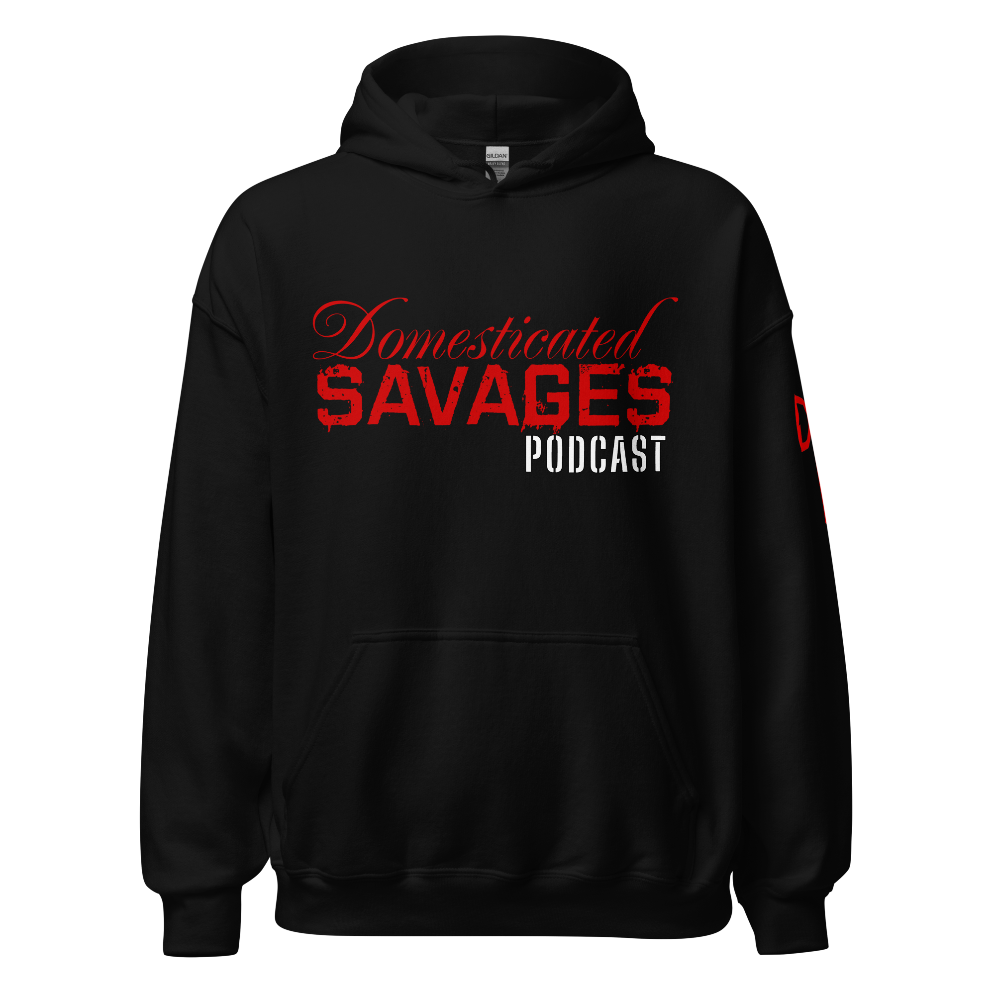 Domesticated Savages Podcast Hoodie Red Writing