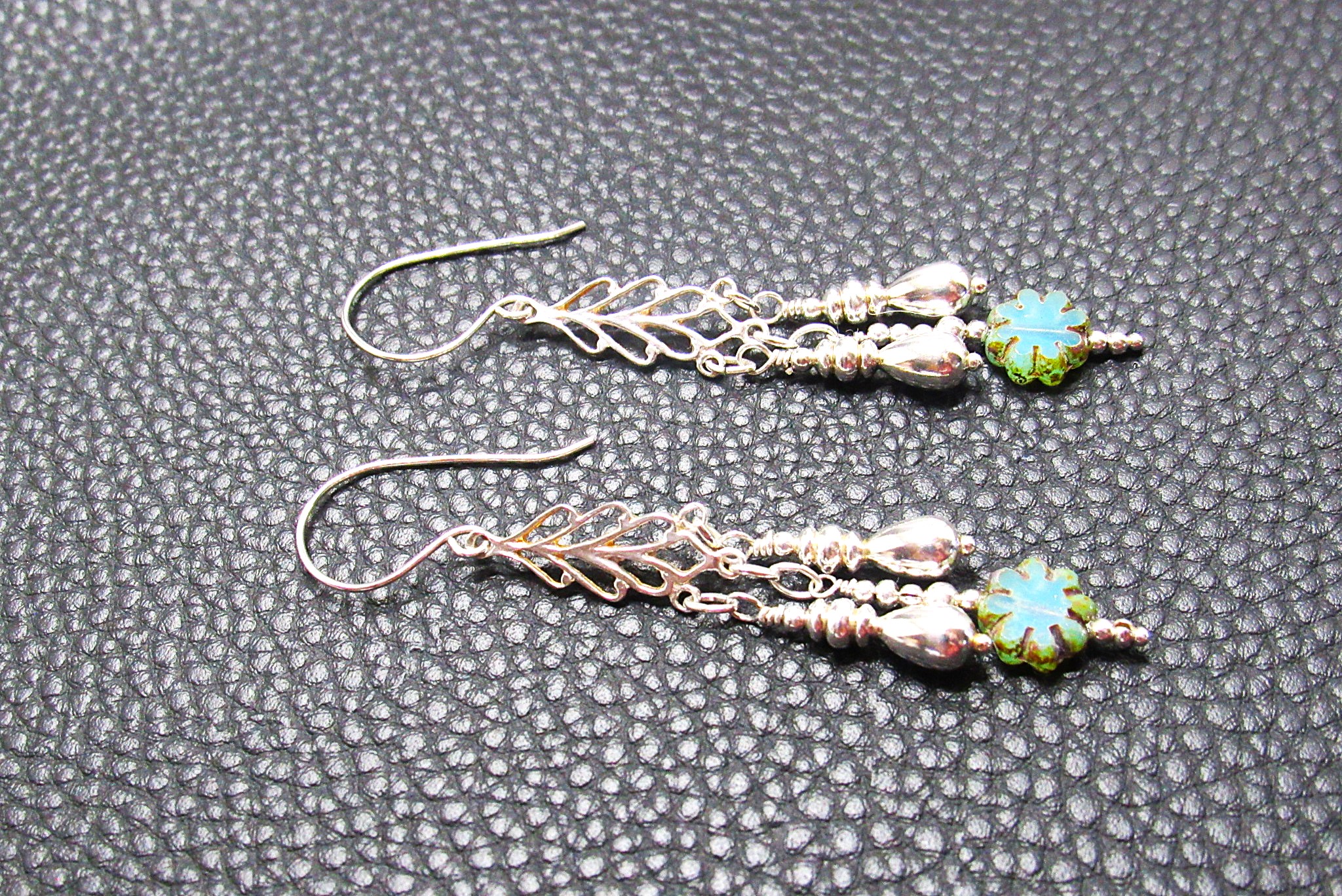 Sterling Silver Flower Dangle Earrings