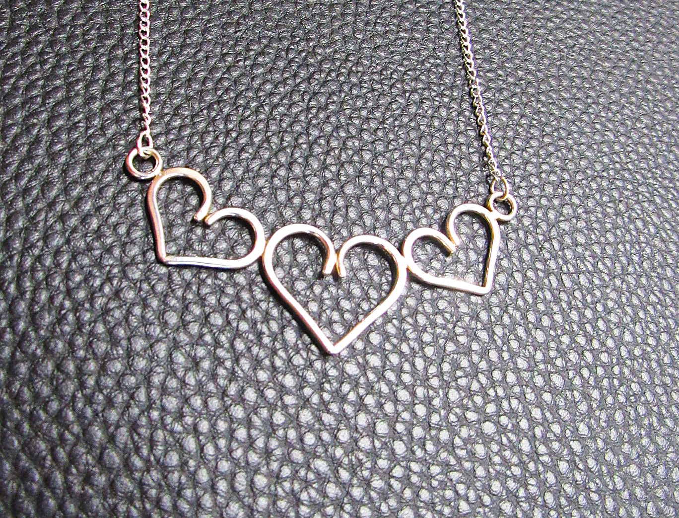 Triple Heart Festoon Necklace in Sterling