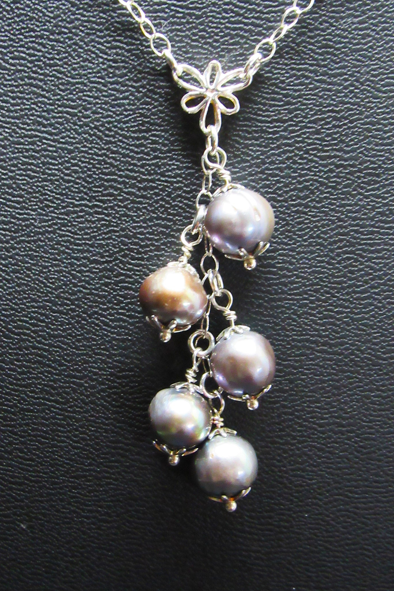 Elegant Pearl Cascade Necklace in Sterling Silver