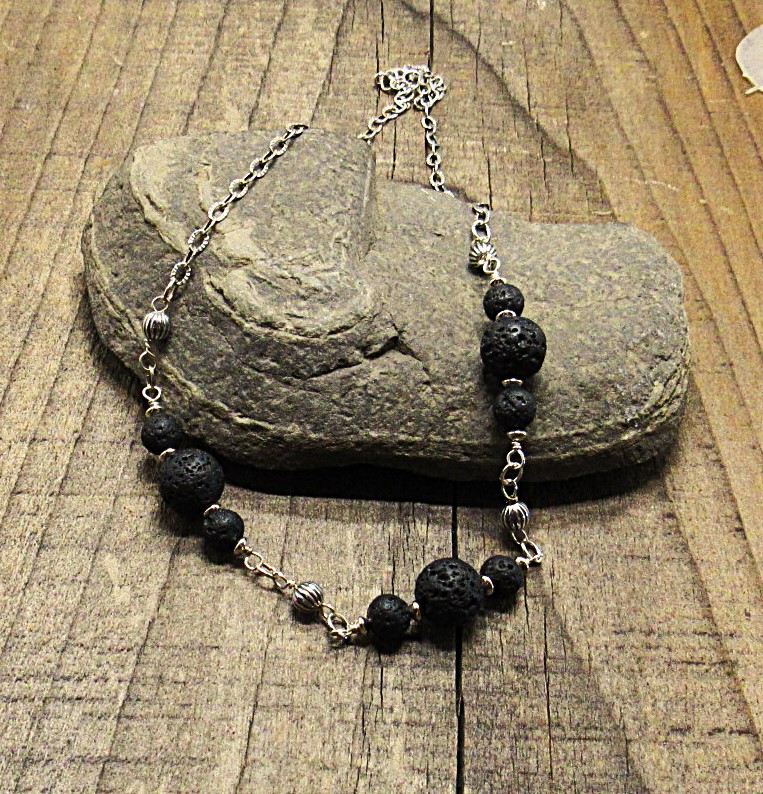 Black Lava Sterling Silver Necklace