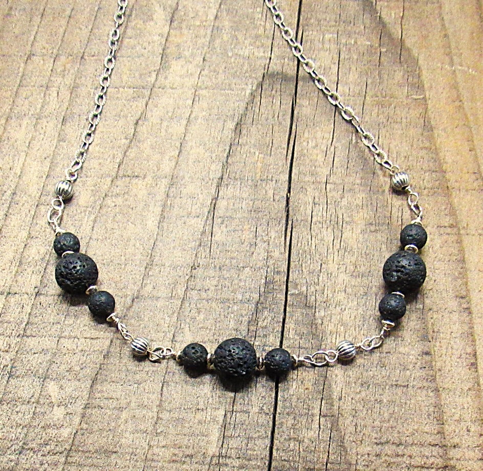 Black Lava Sterling Silver Necklace