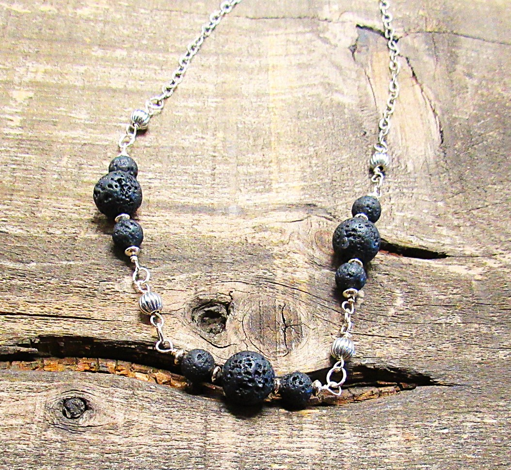 Black Lava Sterling Silver Necklace