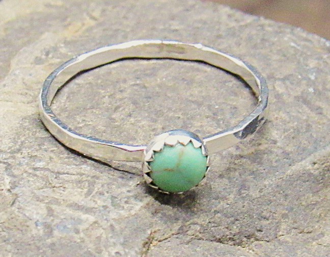 Turquoise Cabochon Sterling Silver Ring Size 7.5 US