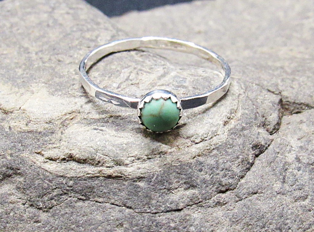 Turquoise Cabochon Sterling Silver Ring Size 7.5 US