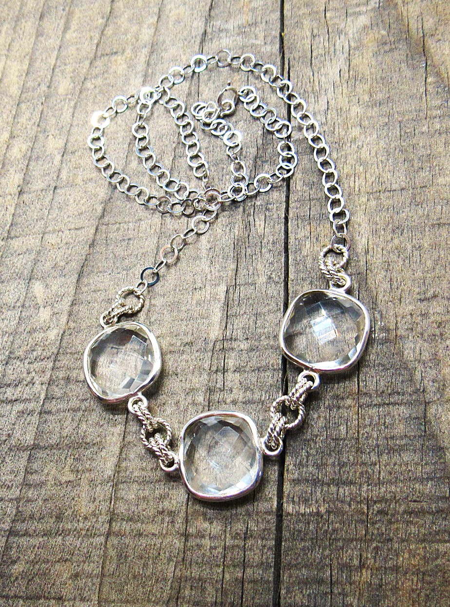 White Topaz and Sterling Silver Silver Necklace