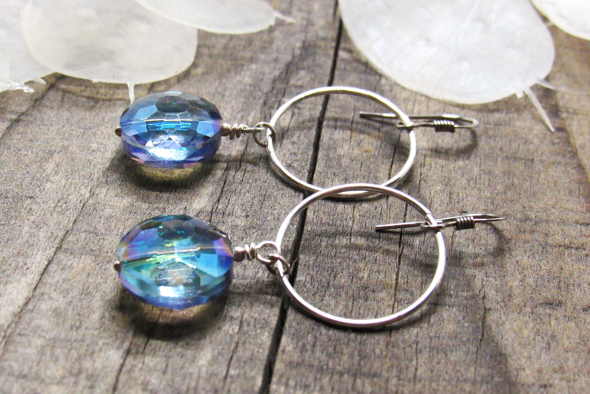 Sterling Silver Blue Crystal Dangle Earrings