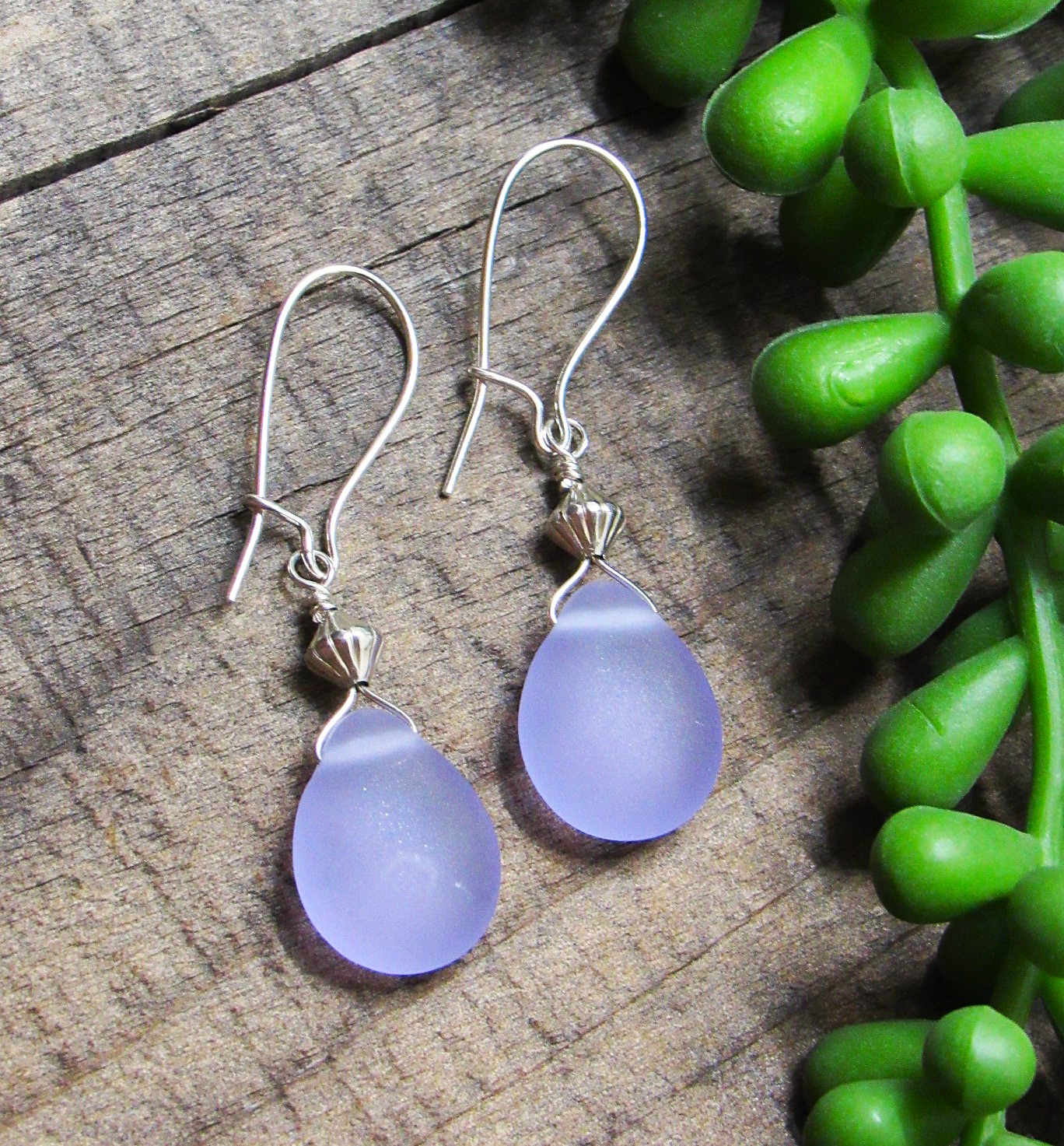 Frosted Lavender Drop Earrings