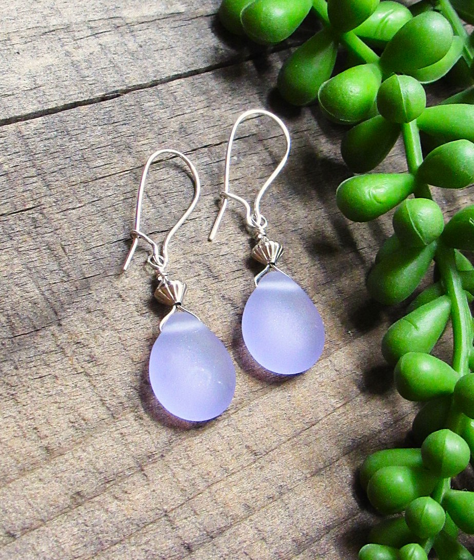 Frosted Lavender Drop Earrings