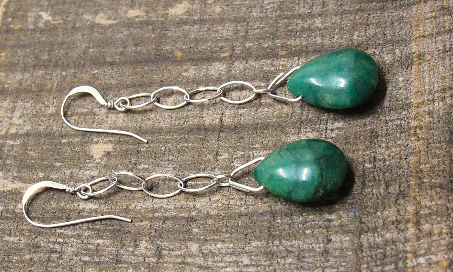 Nephrite Jade Teardrop Earrings