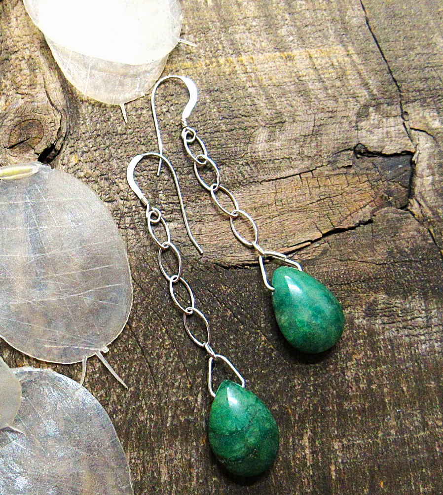 Nephrite Jade Teardrop Earrings