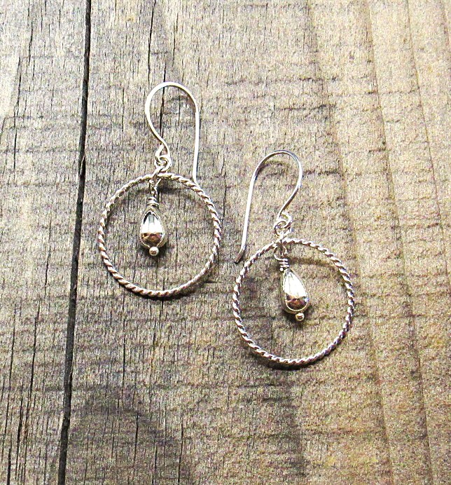 Sterling Silver Twisted Hoop with Teardrop Earrings