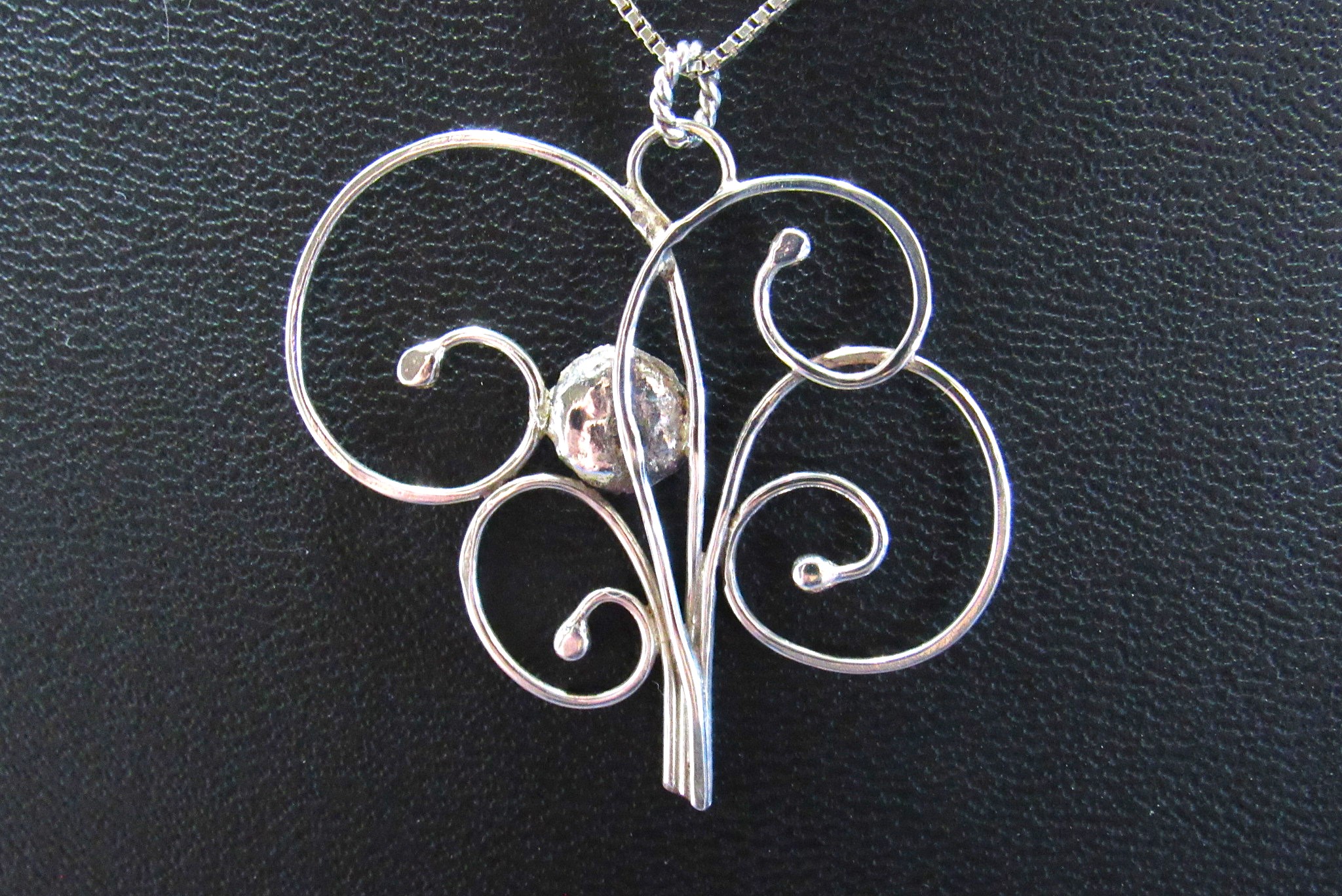 Sterling Silver Tree And Moon Pendant Necklace