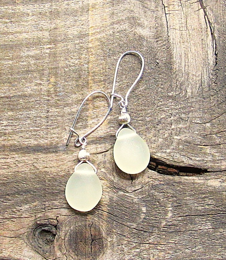 Frosted Lemon Teardrop Earrings In Sterling
