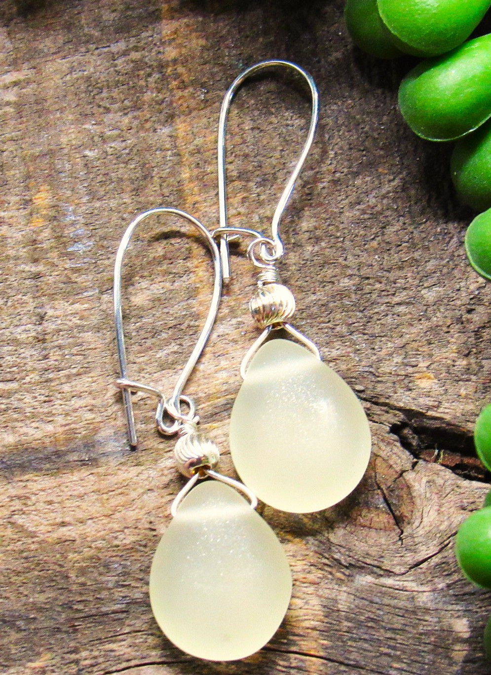 Frosted Lemon Teardrop Earrings In Sterling