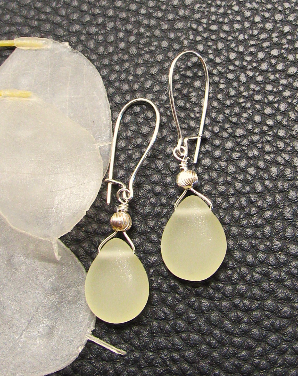 Frosted Lemon Teardrop Earrings In Sterling