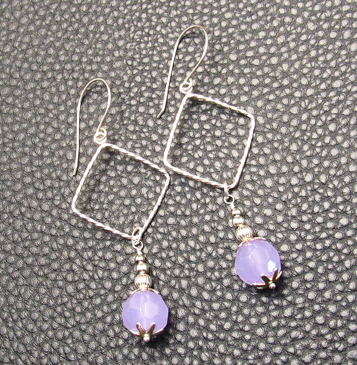 Lavender Chalcedony Gemstone Dangle Earrings