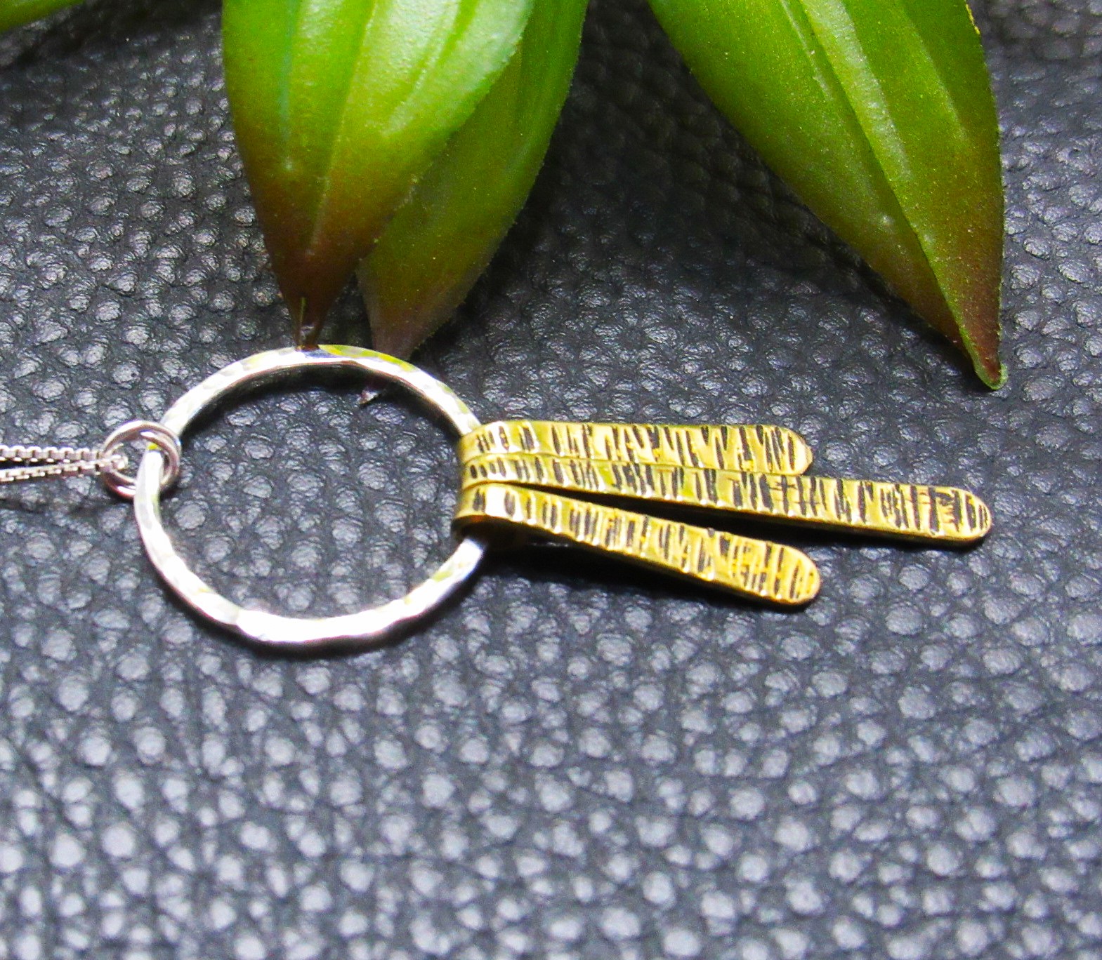 Sterling and Brass Fringe Pendant and Chain