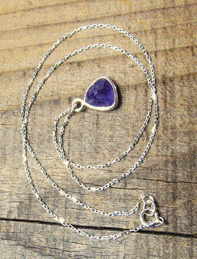 Captured Trillion Amethyst Pendant Necklace