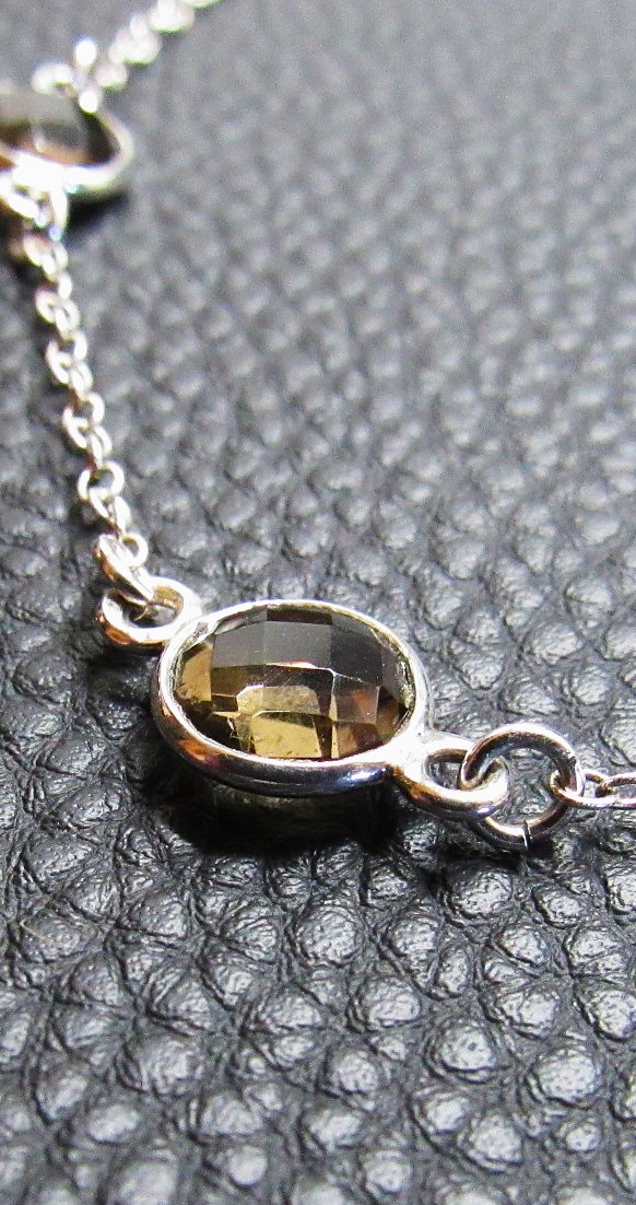  Smokey Quartz and Sterling Stations Necklace 18 inches
