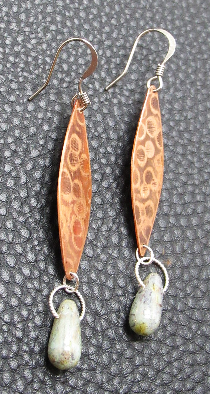Pointed Oval Copper Earrings 