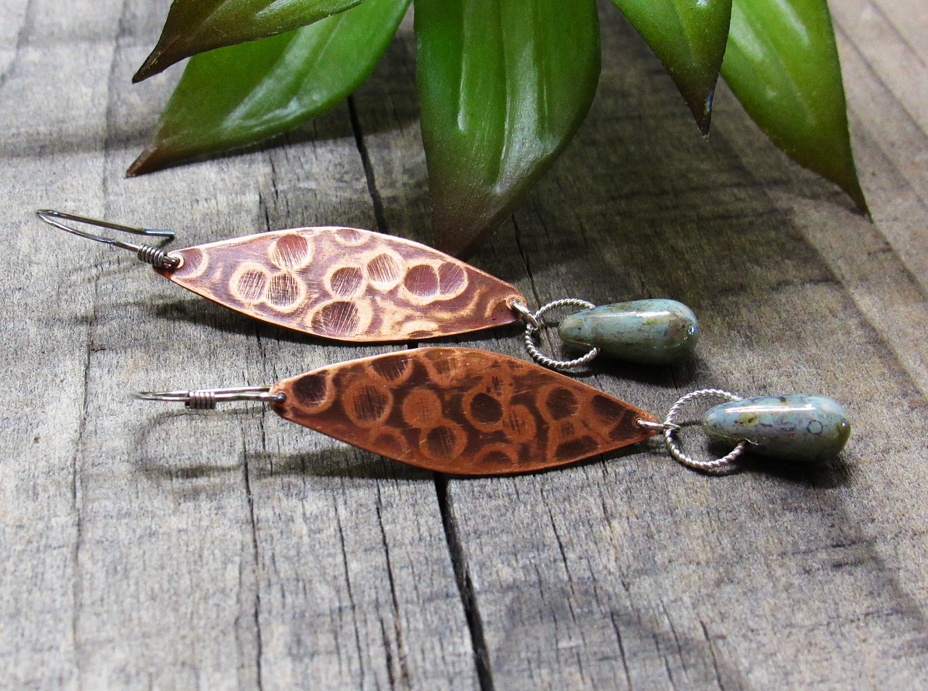 Pointed Oval Copper Earrings 
