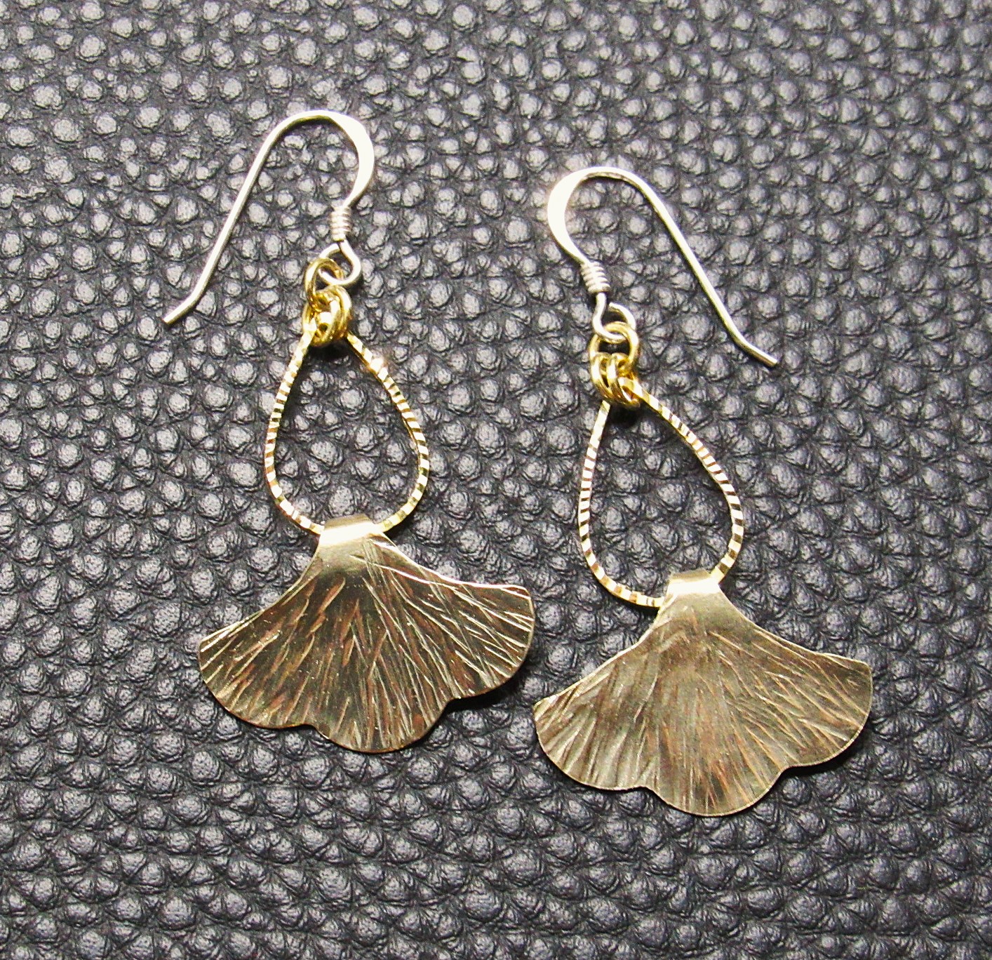 Gingko Leaf Dangle Earrings In Brass