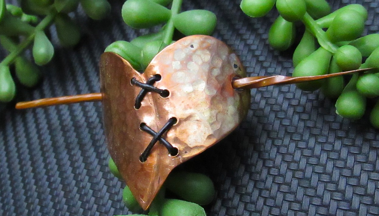 Copper Mended Heart Hair Pin