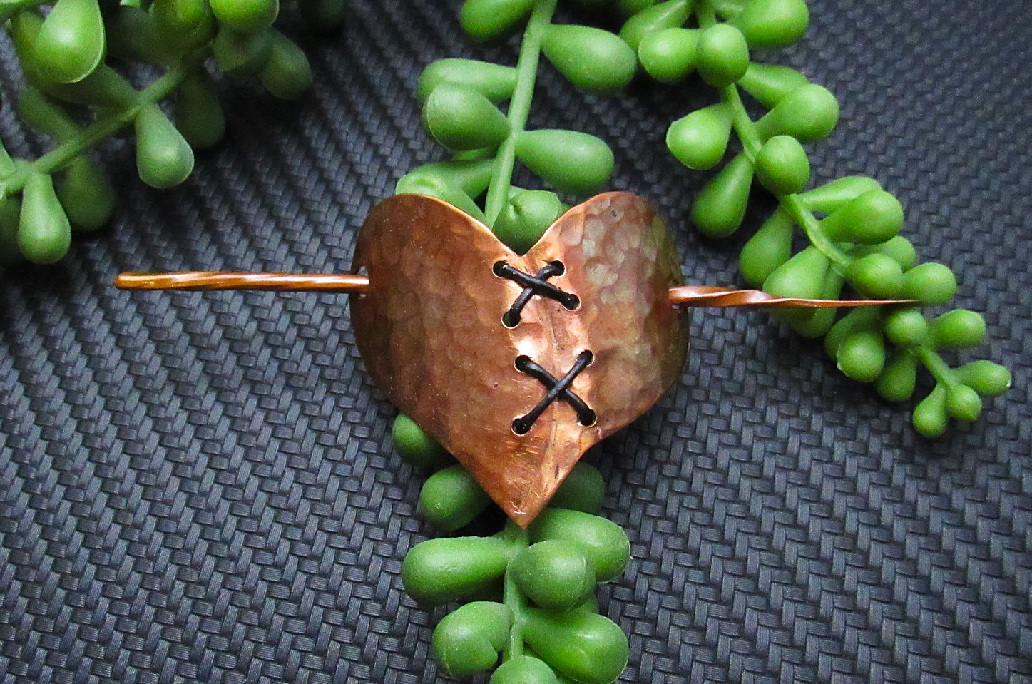 Copper Mended Heart Hair Pin