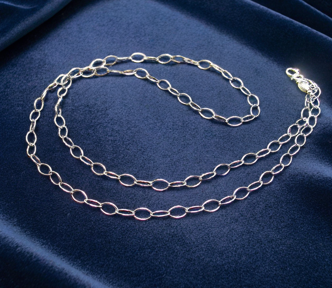 Sterling Silver Large Oval Chain Necklace- 16-18-20 or 24 Inches