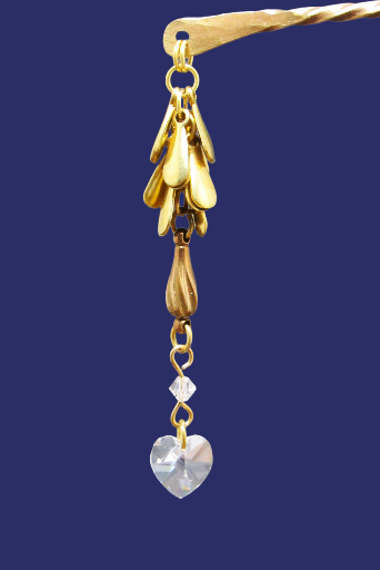 Heart-Shaped Crystal Drop Hair Pin