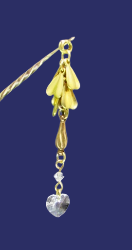 Heart-Shaped Crystal Drop Hair Pin