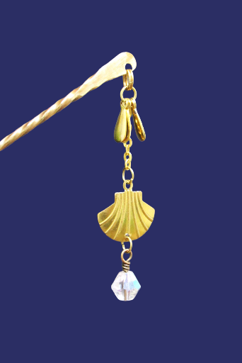 Golden Brass Shell Dangle Hair Pin